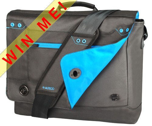 Win this Altego Canvas Cyan Laptop Messenger Bag!