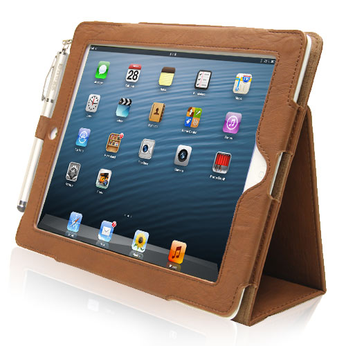 TheSnugg brown leather iPad flip case